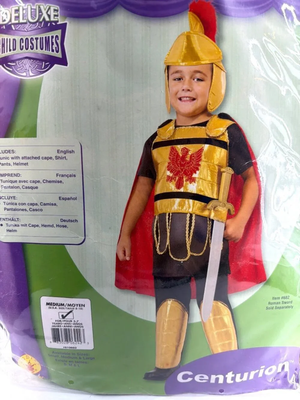 Rubies Gladiator Roman Soldier Costume Centurion Cosplay Set Size Child M 5-7 yr